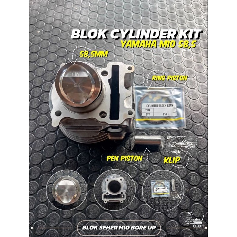 BLOK SEHER MIO BORE UP 58,5MM / BORING BORE UP MIO / MIO SOUL KARBU / FINO KARBU BORE UP 58,5 150CC 