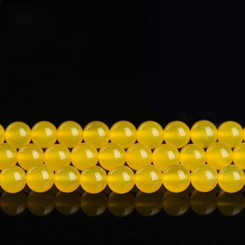 Natural 7A manik-manik longgar batu akik kuning, perhiasan dengan manik-manik, manik-manik, manik-ma