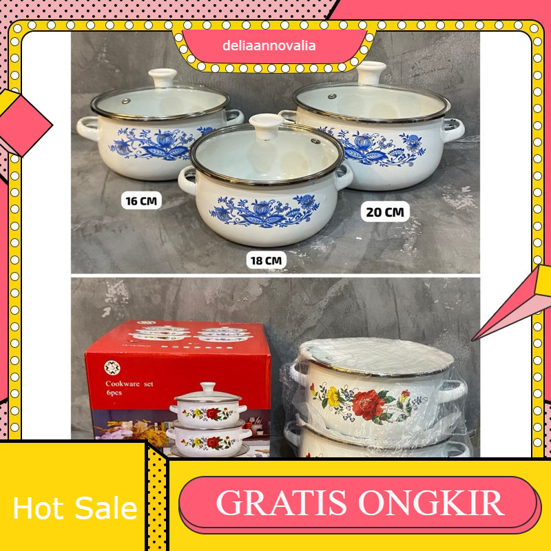 PANCI BUNGA 3 SUSUN COOKWARE TUTUP KACA / PANCI 3 SUSUN MOTIF BUNGA / PANCI 3 SUSUN TUTUP KACA