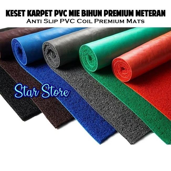 Keset Karpet Lantai Ruangan PVC Mie Bihun Premium Anti Slip Meteran / Super PVC Coil Floor Mat Roll 