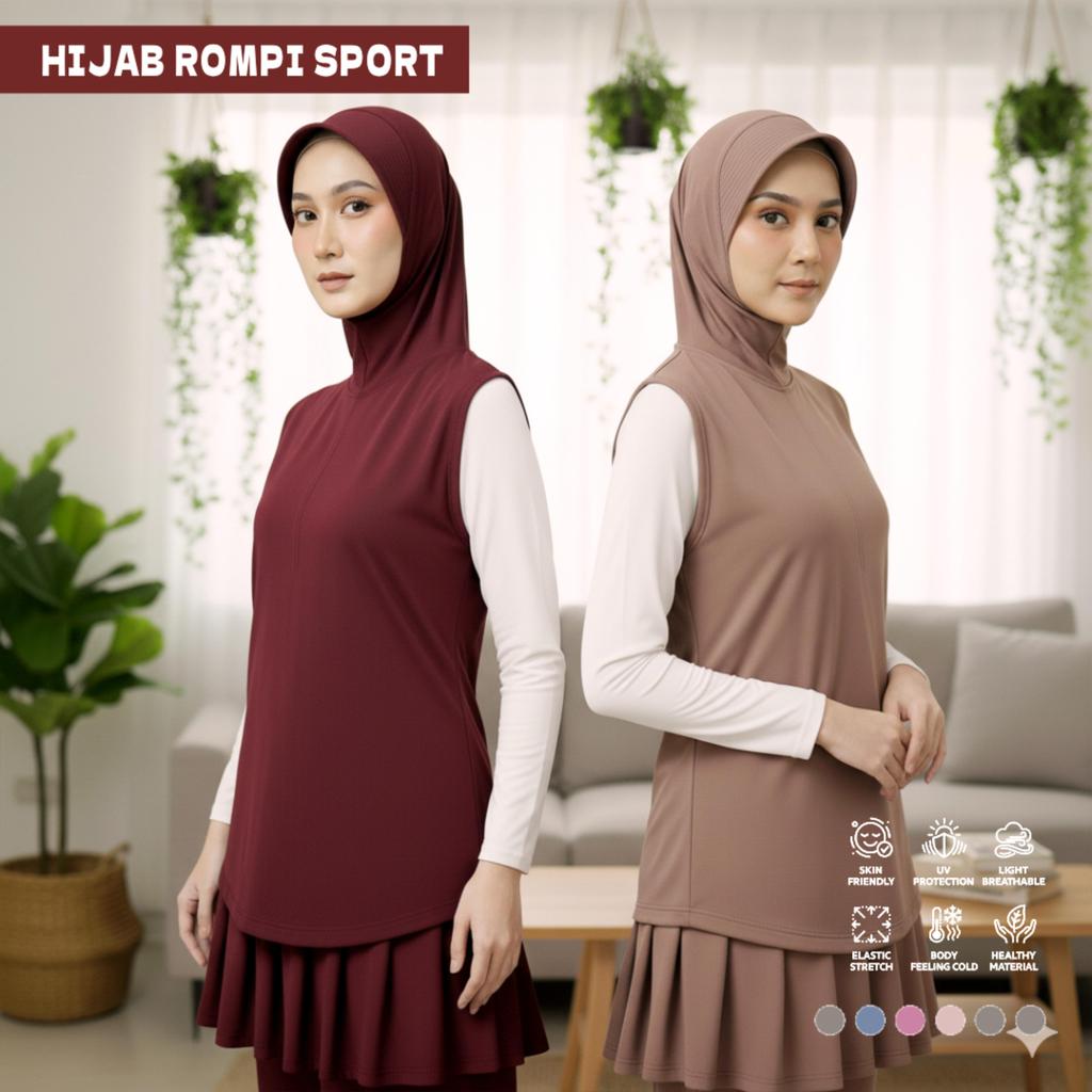 Hijab Vest Sporty Rompi Syari Jilbab Senam Sporty Jilbab Instan Baju Olahraga Wanita