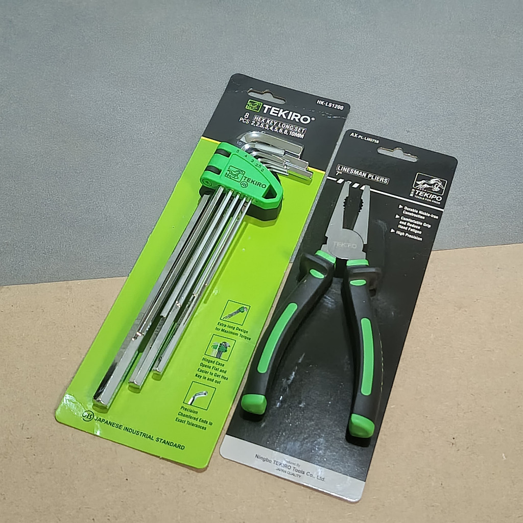 TERMURAH TEKIRO KUNCI L 8 PCS 2-10MM+TEKIRO TANG KOMBINASI 7 INCI