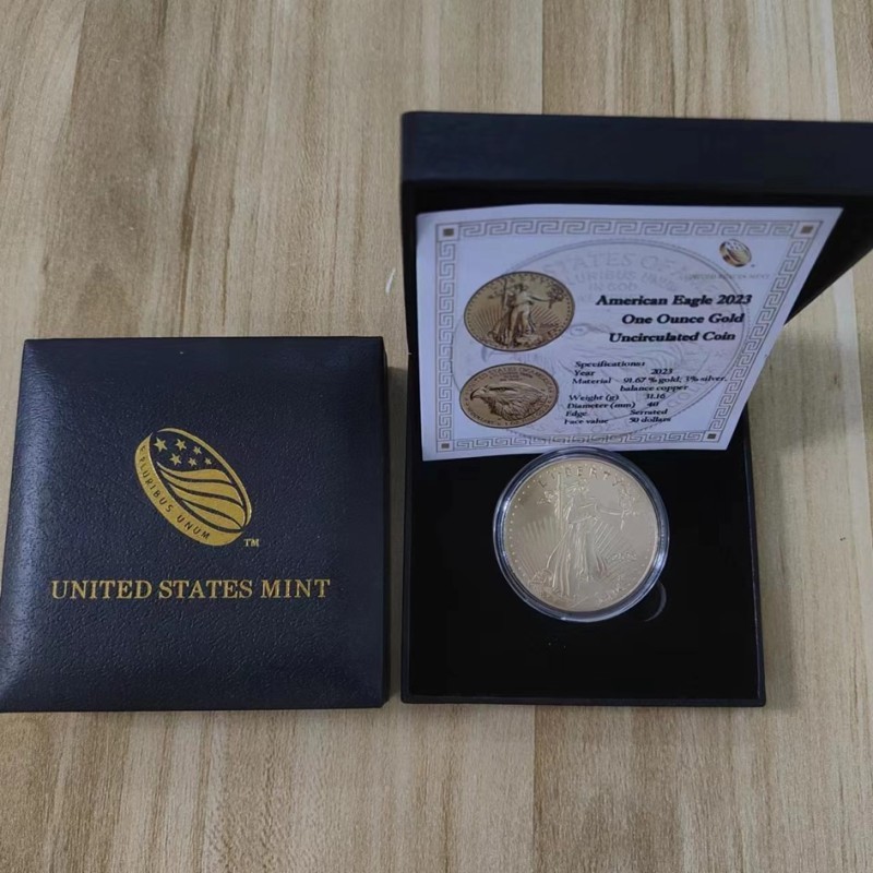2023 US Gold Coin 1OZ Liberty Coin with Box Eagle Coin Collectibles Art Creative Home Decorations