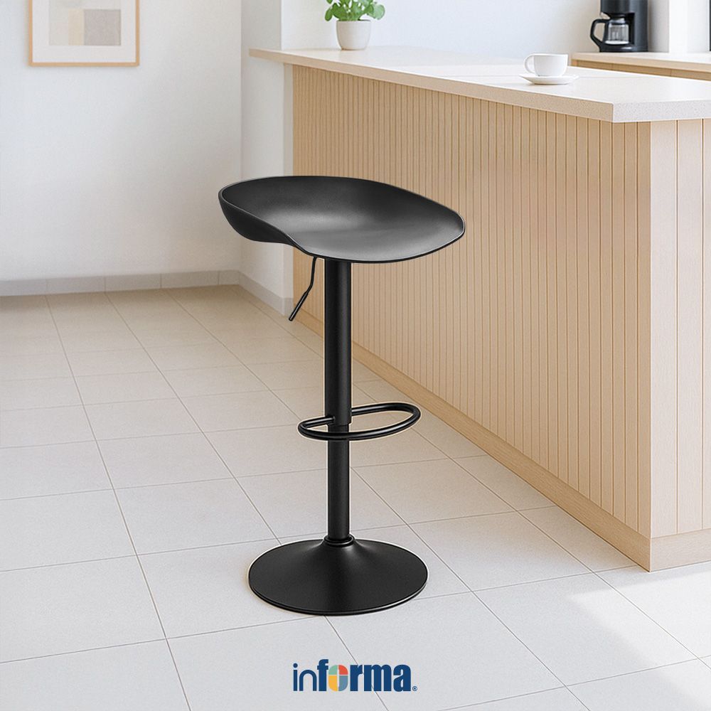 Informa Howell Bangku Bar - Hitam Bar Stool Kursi Kafe Bartending Furniture Ruang Makan Kursi Konter