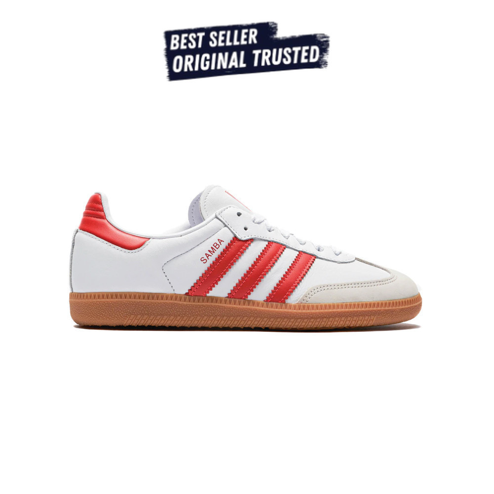 Sepatu Sneakers Adidas Samba OG White Solar Red Gum  Original BNIB