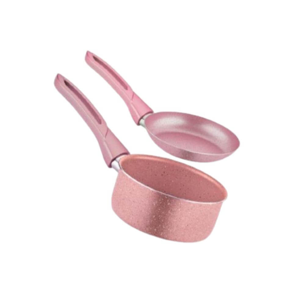 Pero Wajan Combo Duo Sauce Pan & Fry Pan Baby Pink 2 pcs
