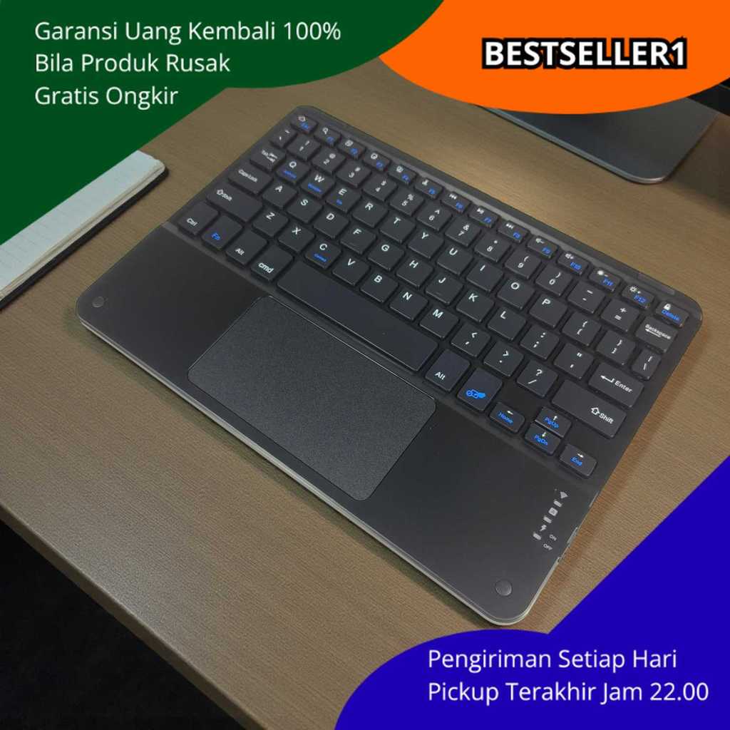 Keyboard Bluetooth Mini Wireless QWERTY Dengan Touchpad Portable Rechargeable Untuk Tablet HP Laptop