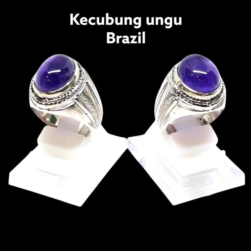 Cincin kecubung ungu Brazil dim 12 mm