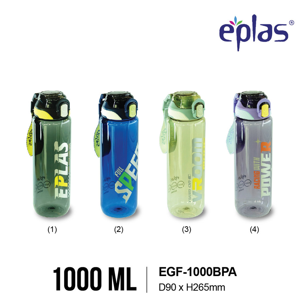 Eplas Botol Minum Graphic Series One Touch & Straw 600ml/800ml/1000ml, EGF-600, EGF-800, EGF-1000