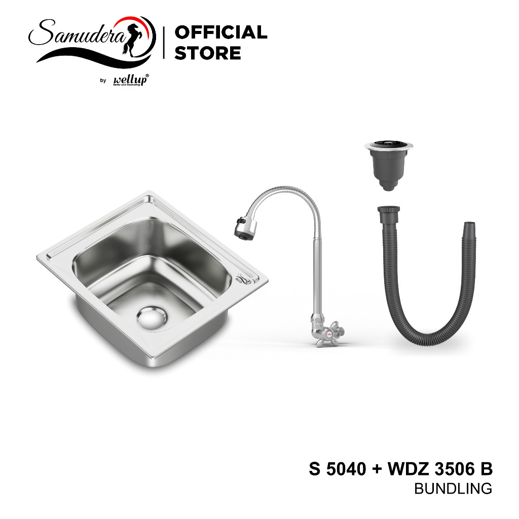 Samudera Bak Cuci Piring Kitchen Sink Wastafel Dapur Stainless SM 5040 Eco