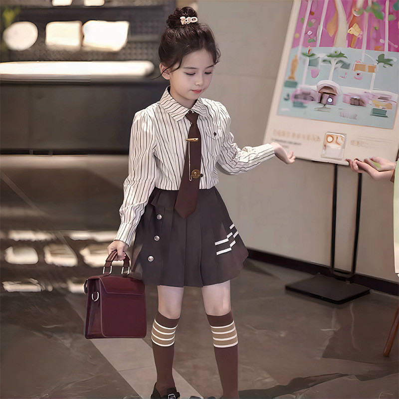 [COD]Set dua potong anak perempuan bergaya baru dengan desain preppy