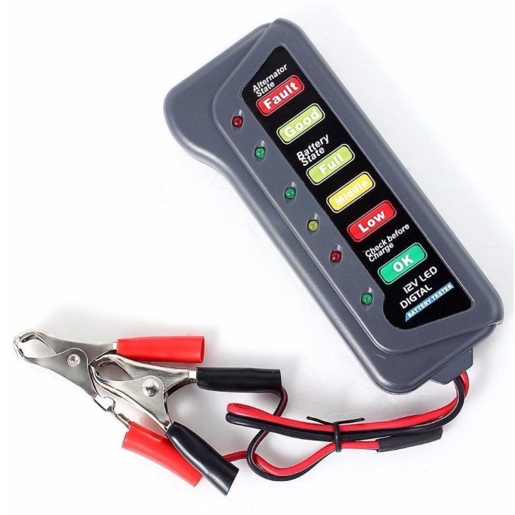 Tester Digital Aki Mobil Motor Dengan 6 LED 12 VOLT 12Volt 12V Auto Baterry Tester Lights Display