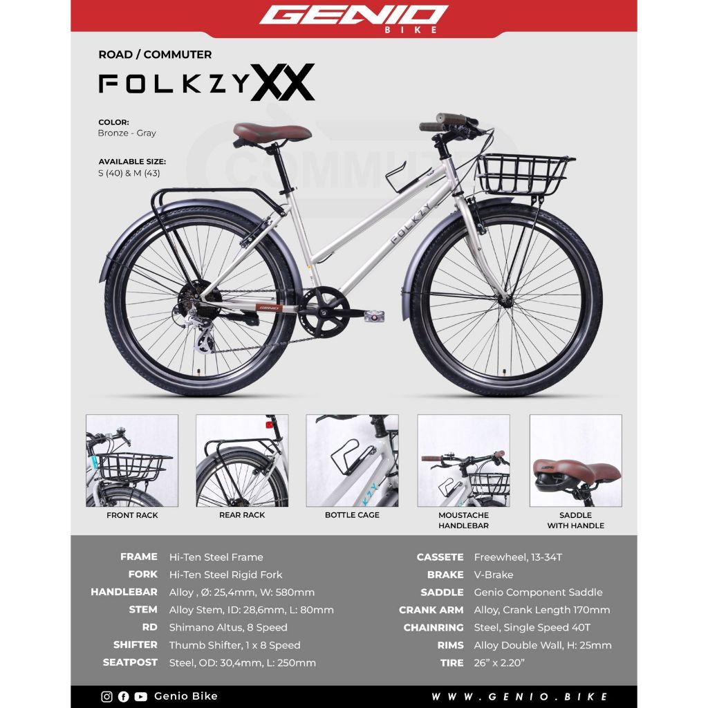 Sepeda Road Bike Commuter Bike Fixie Genio Folkzy XX dan XY by United Bike 8 Speed