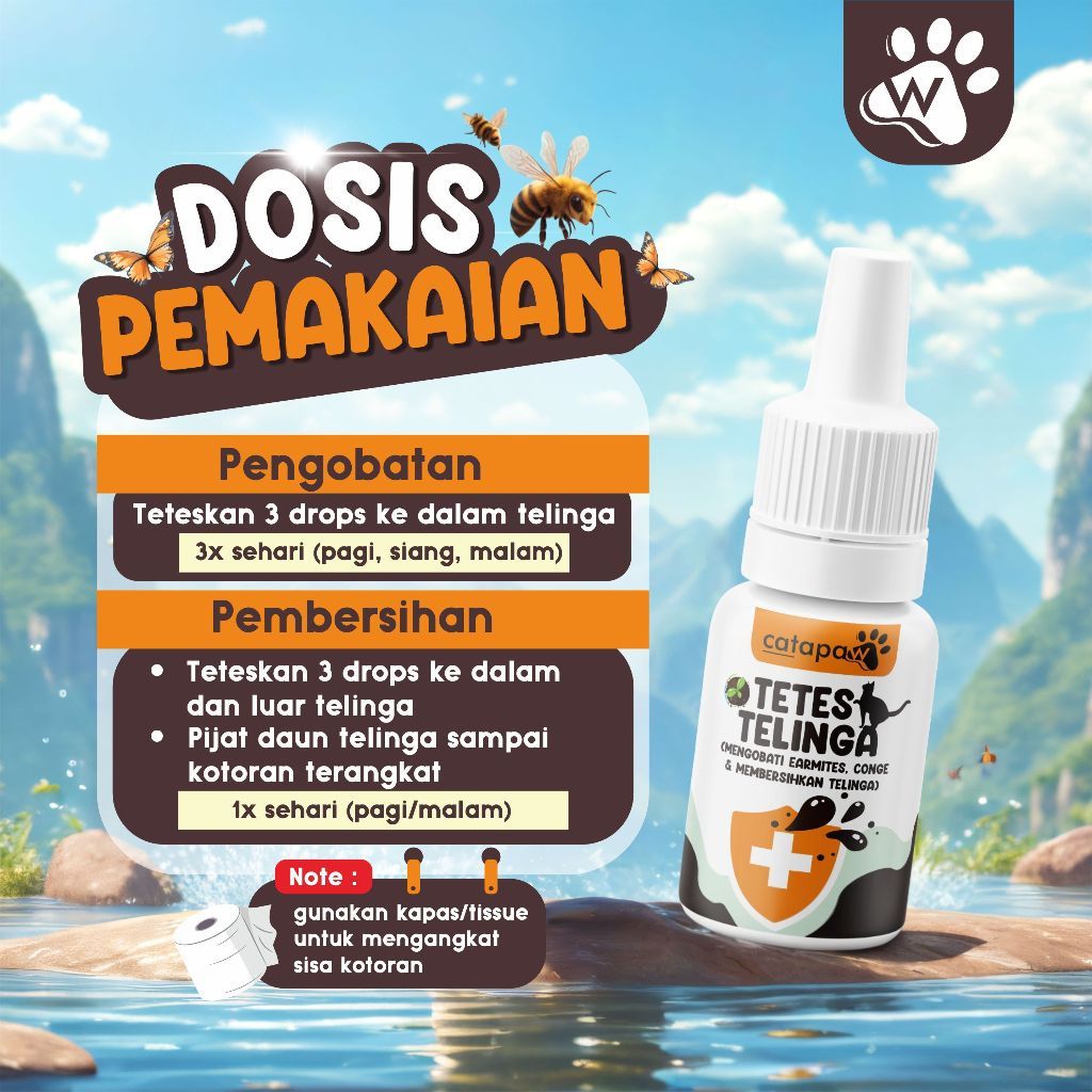 TerbaruCATAPAW Tetes Telinga Kucing Mengobati Earmites Conge Gatal Infeksi Pembersih Kuping Congek B