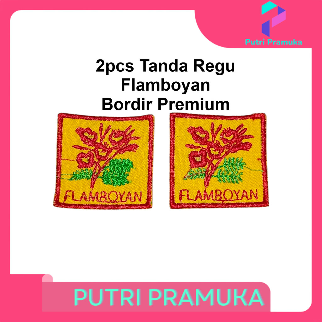 (2pcs) Bet Tanda Regu Flamboyan Bordir Premium diameter 4cm Pramuka Putri