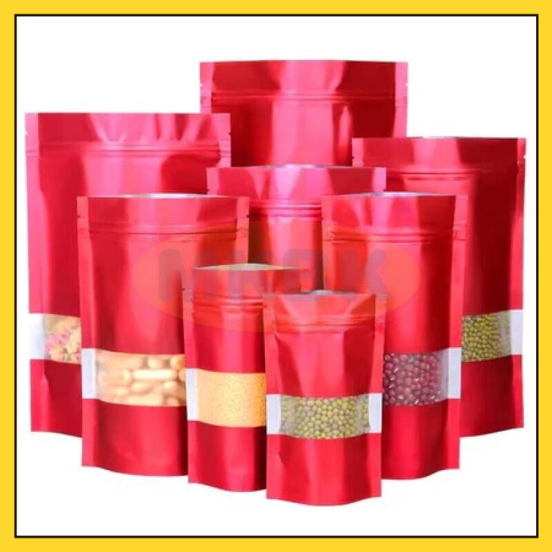 ⭐ MKBK ⭐ Standing Pouch Window Aluminium Foil dengan Ziplock Snack Plastic Klip Zipper 1kg Packing P
