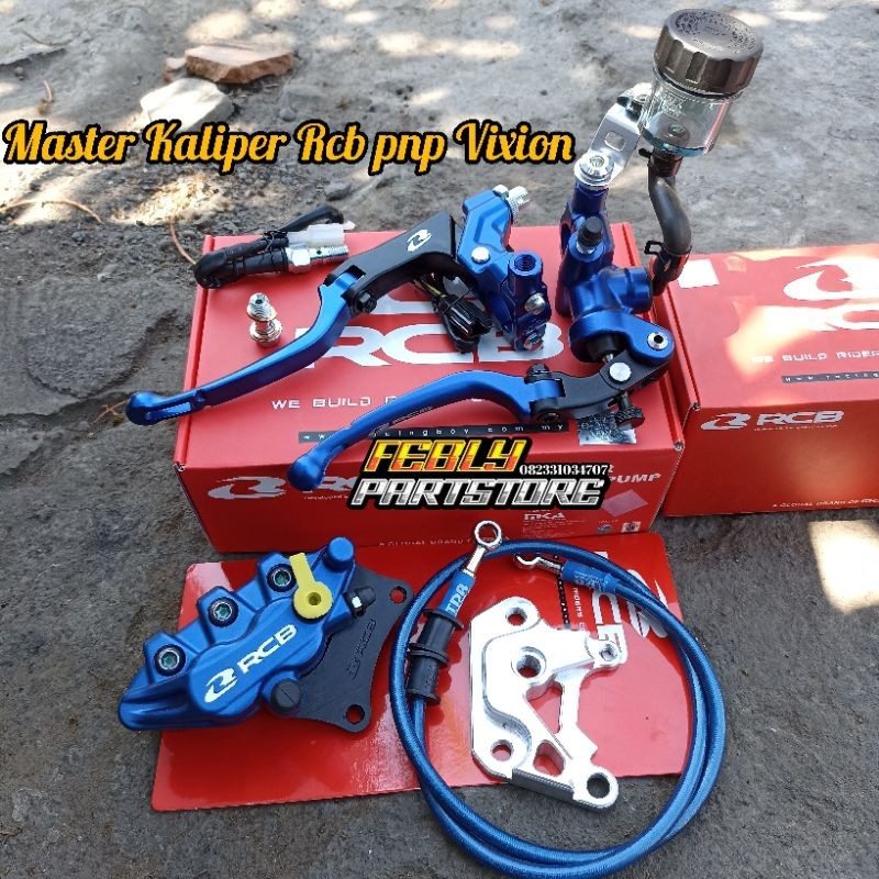 PAKET SET MASTER KALIPER RCB VIXION OLD NEW MASTER REM RCB S1 RADIAL 14MM SET HANDLE KOPLING KALIPER