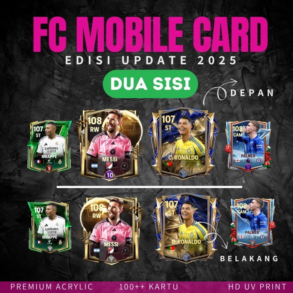 FC MOBILE GANTUNGAN KUNCI 2 SISI AKRILIK PREMIUM | KARTU FC MOBILE 25 | FCM CARD FOOTBALL UPDATE