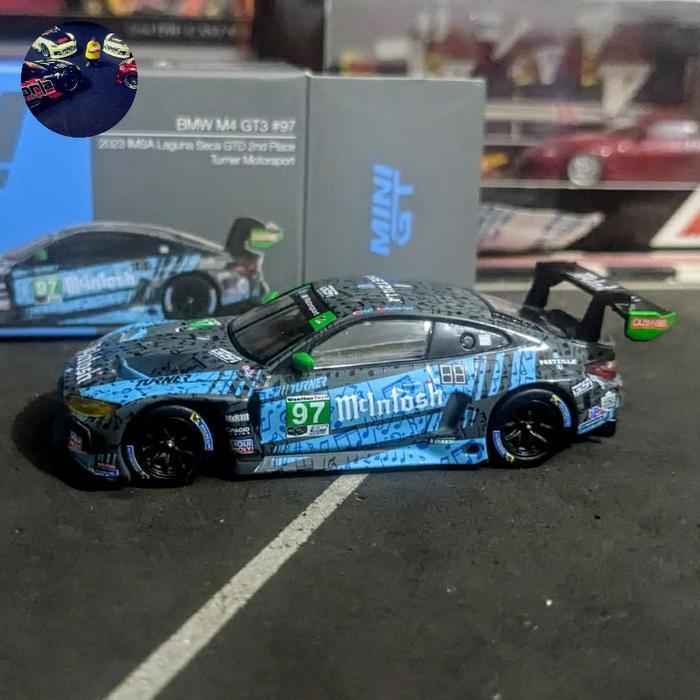 Diecast Mini GT BMW M4 GT3 #97 2023 IMSA Laguna Seca GTD 2nd Place Turner Motorsport no 647 RESTRO