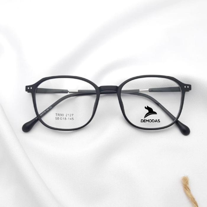 Lunav Style Frame Demodas 2127L Lensa Bluechromic All Size Pria Wanita - Hitam Doff Kacamata Antirad