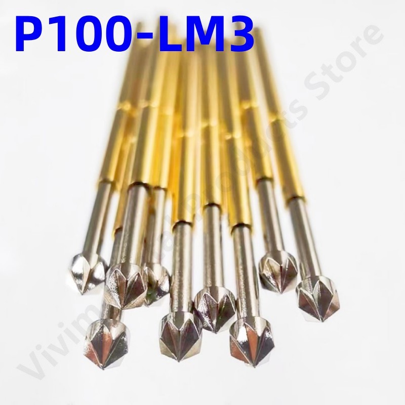100PCS P100-LM3 Spring Test Probe Brass Tube Spring Test Pin Length 33.35mm Needle Dia 1.36mm Pogo P