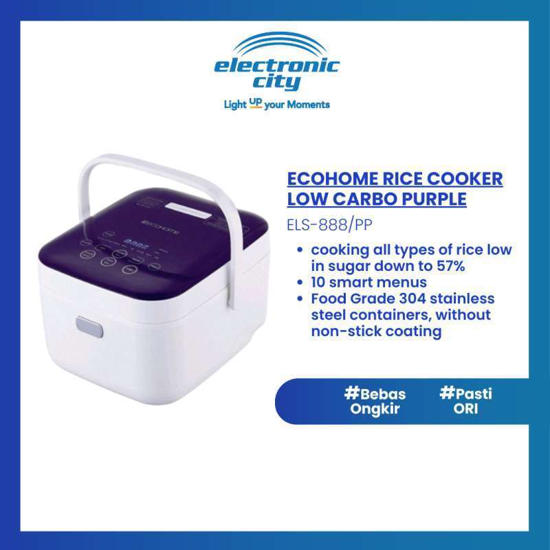 Ecohome Rice Cooker Low Carbo 3L Purple - ELS-888/PP