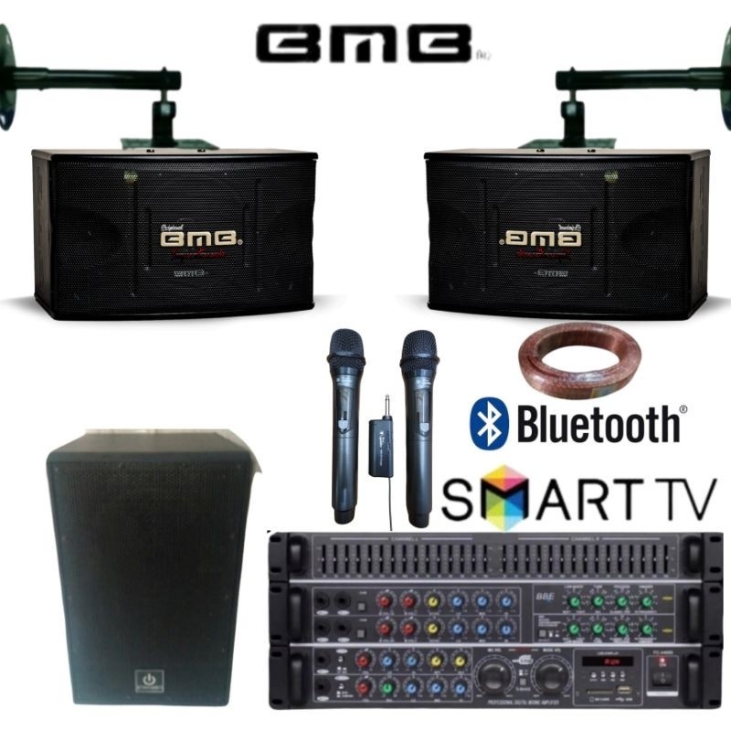 Paket speaker bmb 8 inch karaoke rumah subwoofer aktif 12 inch original