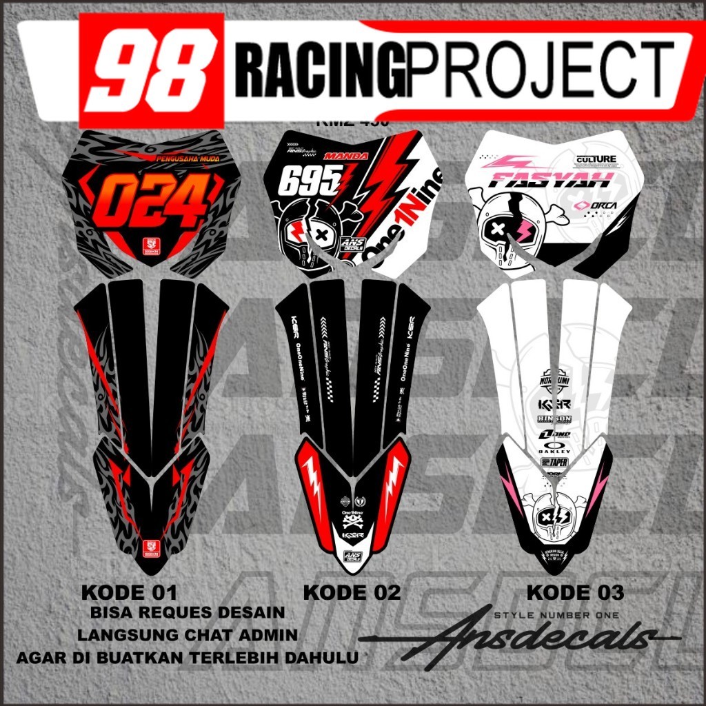 Stiker Papan Nomor Dan Sticker Spakbor Depan Rmz 450 Spakbor Rmz New Stiker Decal Papan Nomer Rmz 45