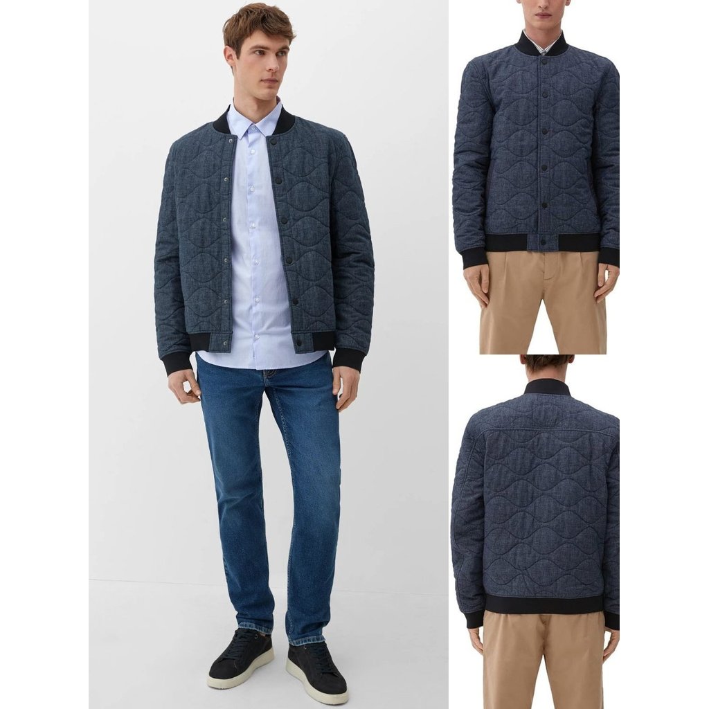 Jaket Bomber Pria Bahan Linen | Cotton Bomber Jacket with Stitching Details  - 8555