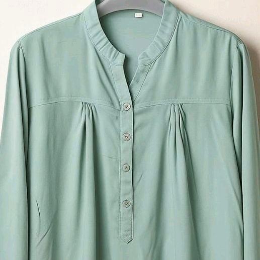 TERLARIS Tunik Wanita Lengan Panjang Katun Viscose Hijau Botol Size L-6L Nyaman Busui Friendly Tunik