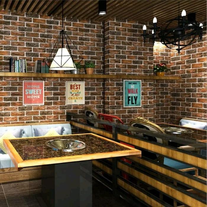 Wallpaper Dinding Bata Bakar Choklat 3D 8 meter X 45cm - bata bakar coklat 3d