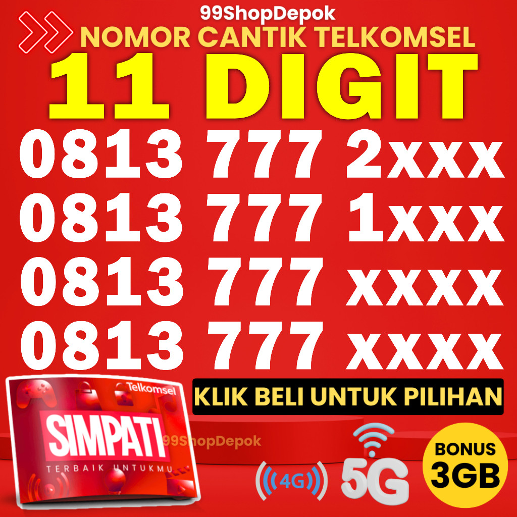 Kartu Perdana Nomor Cantik Telkomsel Simpati 11 Digit - Nomer Cantik Telkomsel 11 Digit - No Cantik 