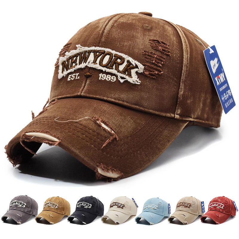 Topi Baseball Gaya Amerika Distressed Topi Vintage Korea Duckbill