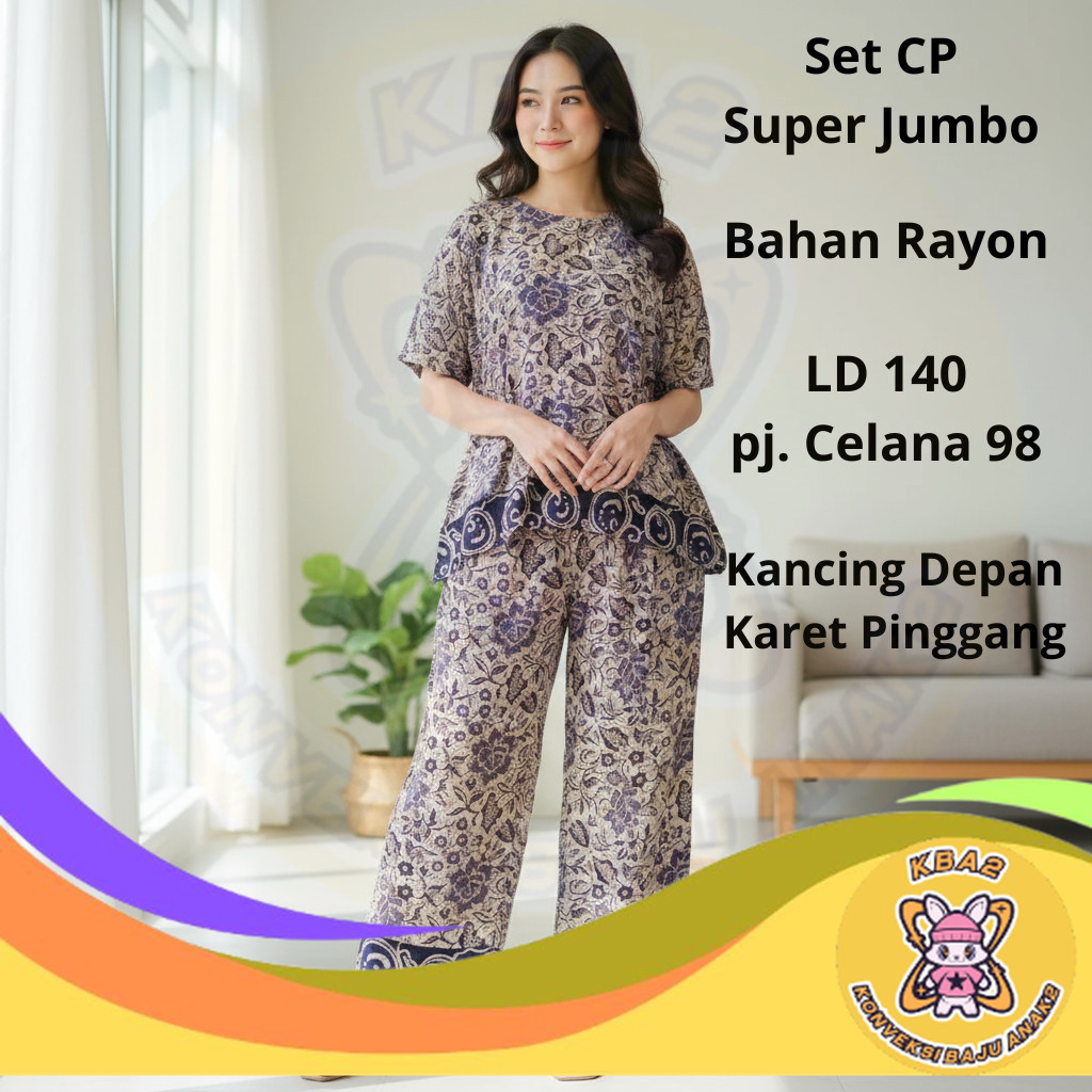 KBA2 Setelan Super Jumbo LD 140 Bahan Rayon Premium | Busui Friendly Adem Dingin