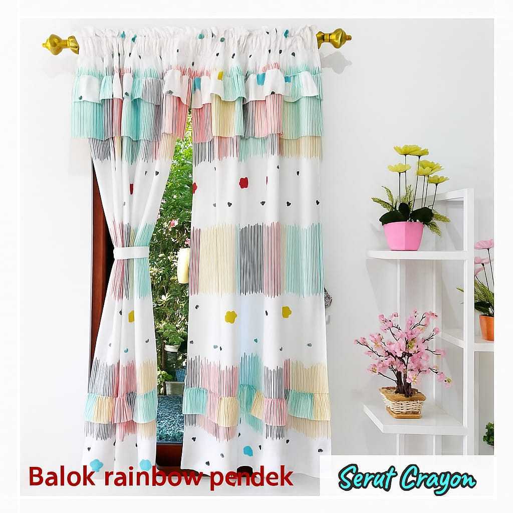 Gorden Rempel Poni Serut Jendela Pendek Halus Tidak Menerawang