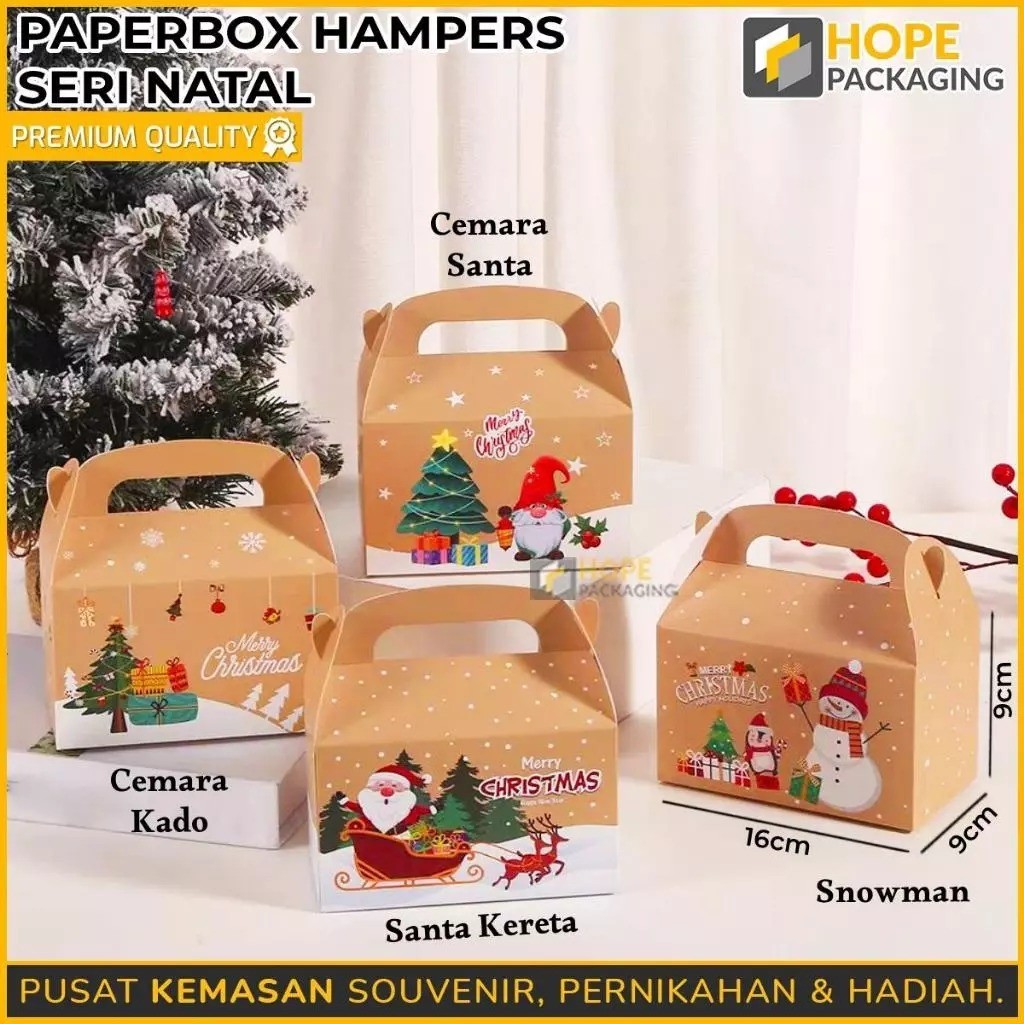 PaperBox Hampers Natal/ Kado Natal/ Souvenir Natal/ Kotak Kue Snack Natal/ Mini Christmas Box/ Bingk