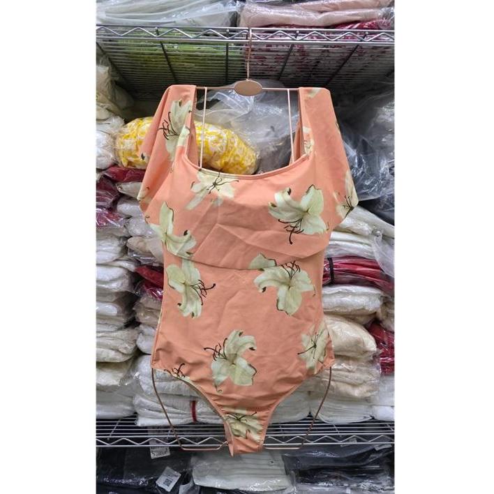 READY STOCK SAF - GITA peach flower sabrina swimsuit one piece woman premium / korean swimwear / bea