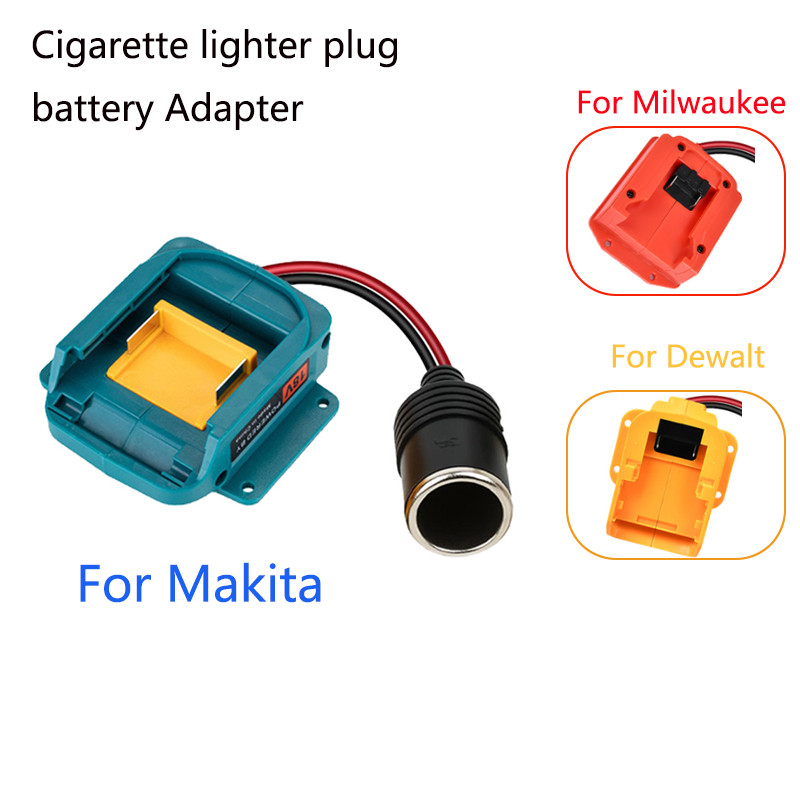 DC 18V 20 V Battery Adapter Converter Cigarette lighter interface  For MakitaDewaltMilwaukee 18V Bat
