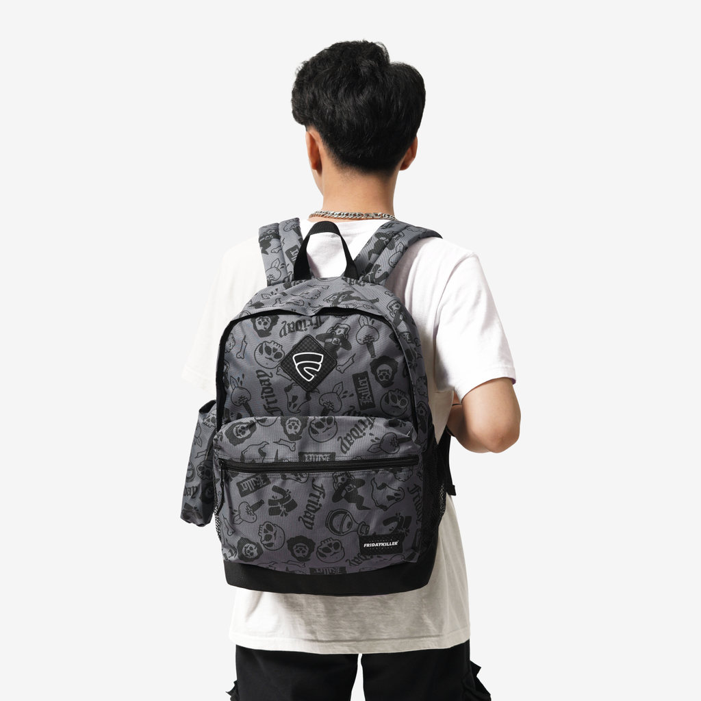 TAS PUNGGUNG RANSEL BACKPACK FULL PRINT HALLOWEEN PRIA WANITA GREY FRIDAY KILLER | GHOSTY BP