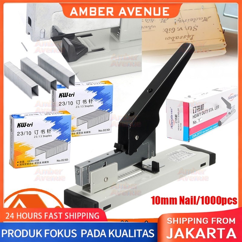 Stapler Logam Heavy Duty Penjilidan Kertas Kapasitas 100 Lembar, Cocok Untuk Kertas Tebal Stapler He