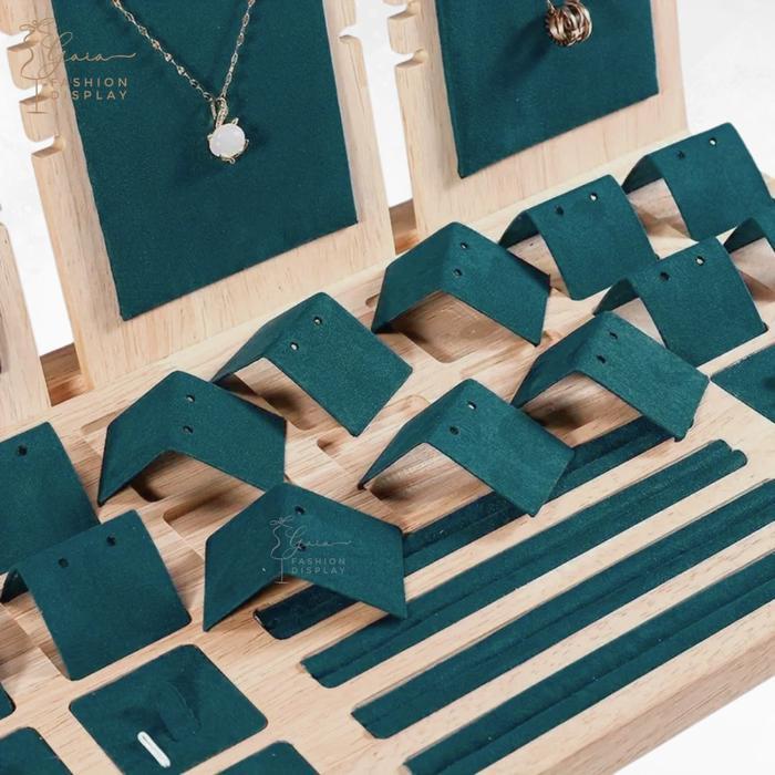 Display Pajangan Aksesories Emerald Kalung Anting Cincin Kotak Kayu Aksesories Mewah Display ABSOLUT