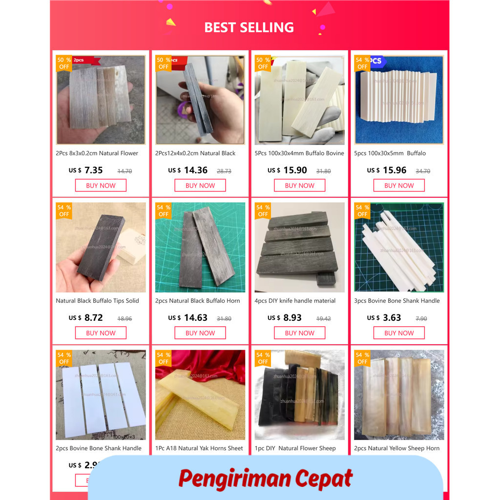 PCP 5Pcs 100x30x4mm Buffalo Bovine Bone Knife Handle Scales Slabs DIY Making Material