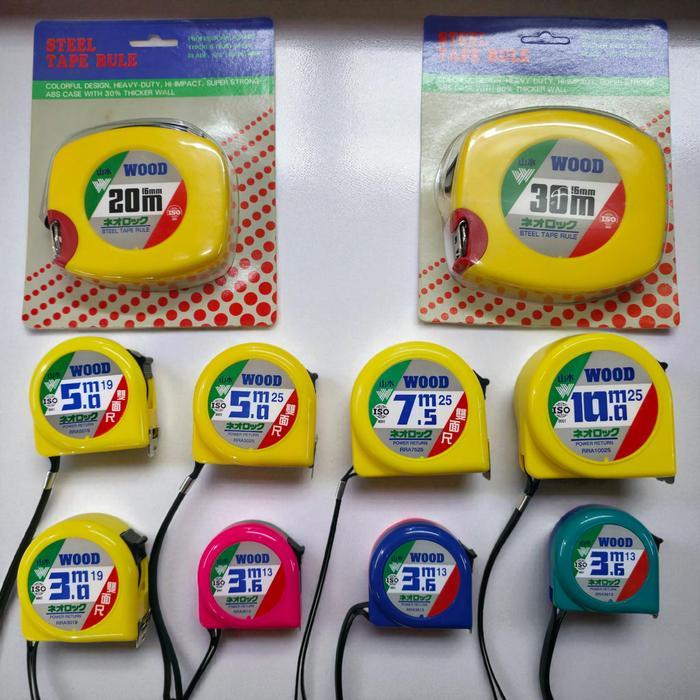 Meteran / Roll Meter Merk WOOD 3 Meter / 3,6 Meter / 5 Meter / 7.5 Meter / 10 Meter