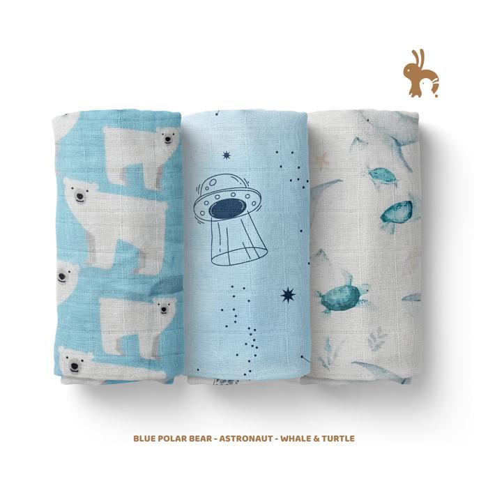 Ethan + Nathan Set 3 Swaddle Blanket / Set Bedong Bayi - Brighton Set B