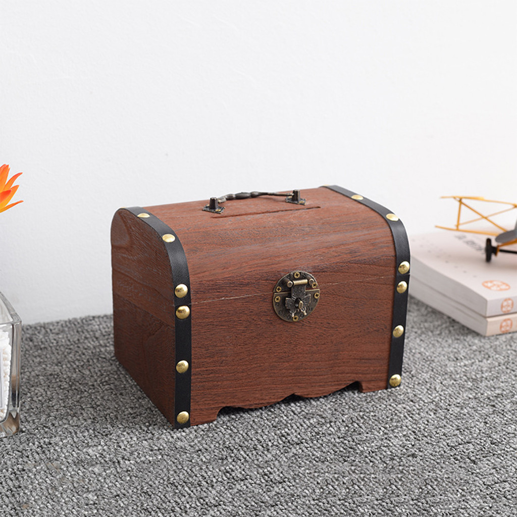 Retro Wooden Cash Saving Box Creative Cash Savings Challenge Box Money Box for Collecting Cash Savin