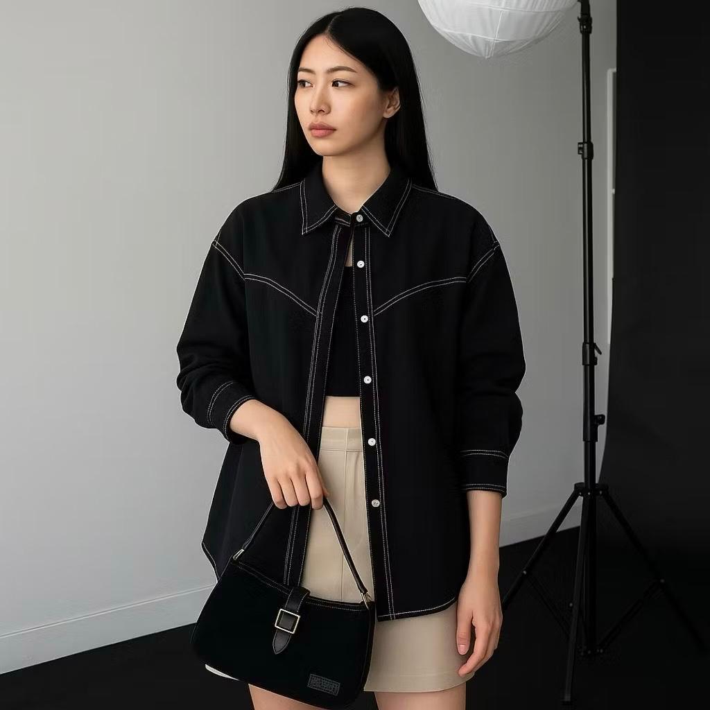 BEFAST - ZJD KEMEJA TARAI LIST JAHIT TOP BAJU KERJA WANITA KEKINIAN MODEL TERBARU / VINE Shirt Bordi