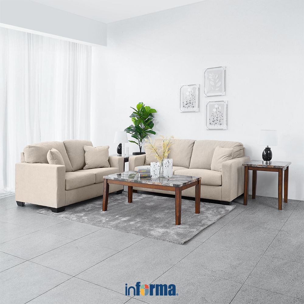 Informa Ashley Bavello-9 Set Sofa Fabric 2 & 3 Seater - Cokelat Muda Sofa Ruang Tamu Kursi Sofa Sofa