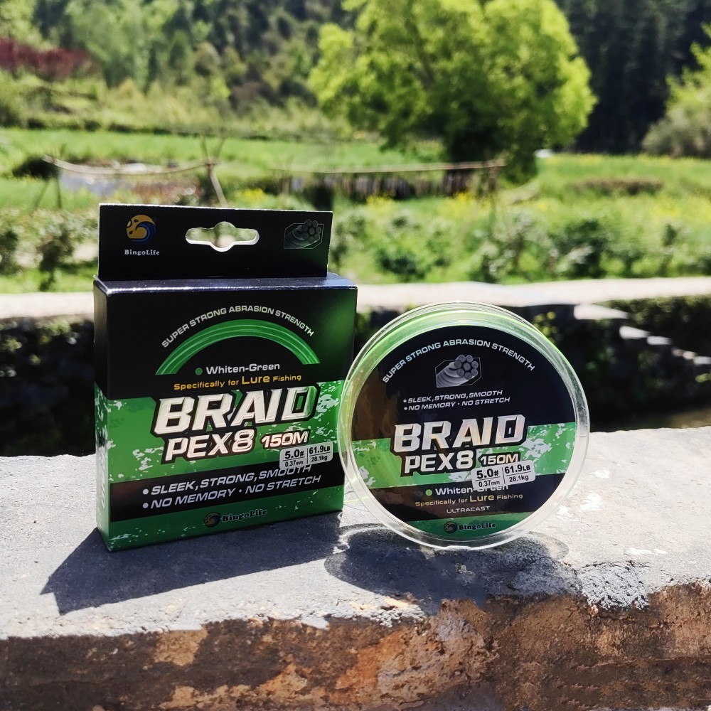 Bingolife Tali PE X8 150m Casting Hijau Cepat Tenggelam Kuat Diameter 0.12mm-0.5mm