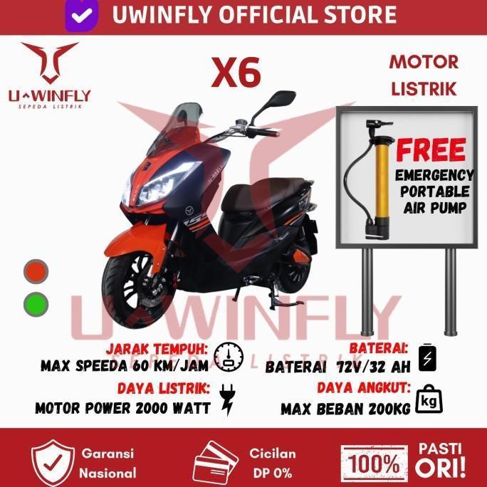 Sepeda Motor Listrik Uwinfly X6 Garansi Resmi [Terlaris] [Terbaru] - Orange - Orange