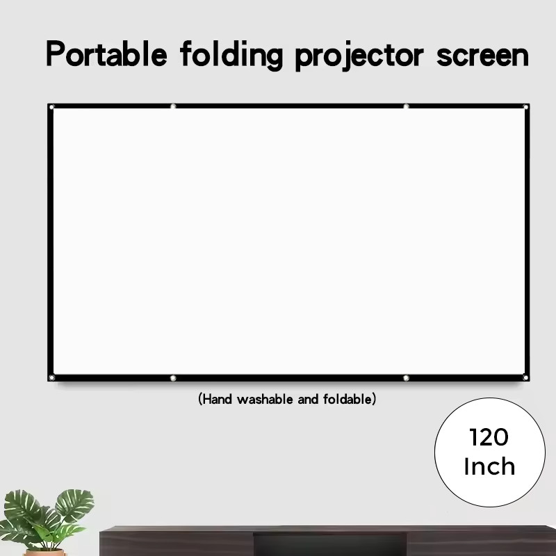 Kain Layar Proyektor High Contrast HD 16:9 120 Inch | Layar Proyektor Lipat Anti Kusut 8 Pengait
